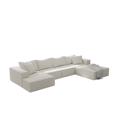 Modern Upholstered Sectional Sofa Couch Set,Modular 132' L Shaped Sectional Living Room Sofa Set With 6 Pillows,Free Combination Sofa Couch for Living Room,Bedroom