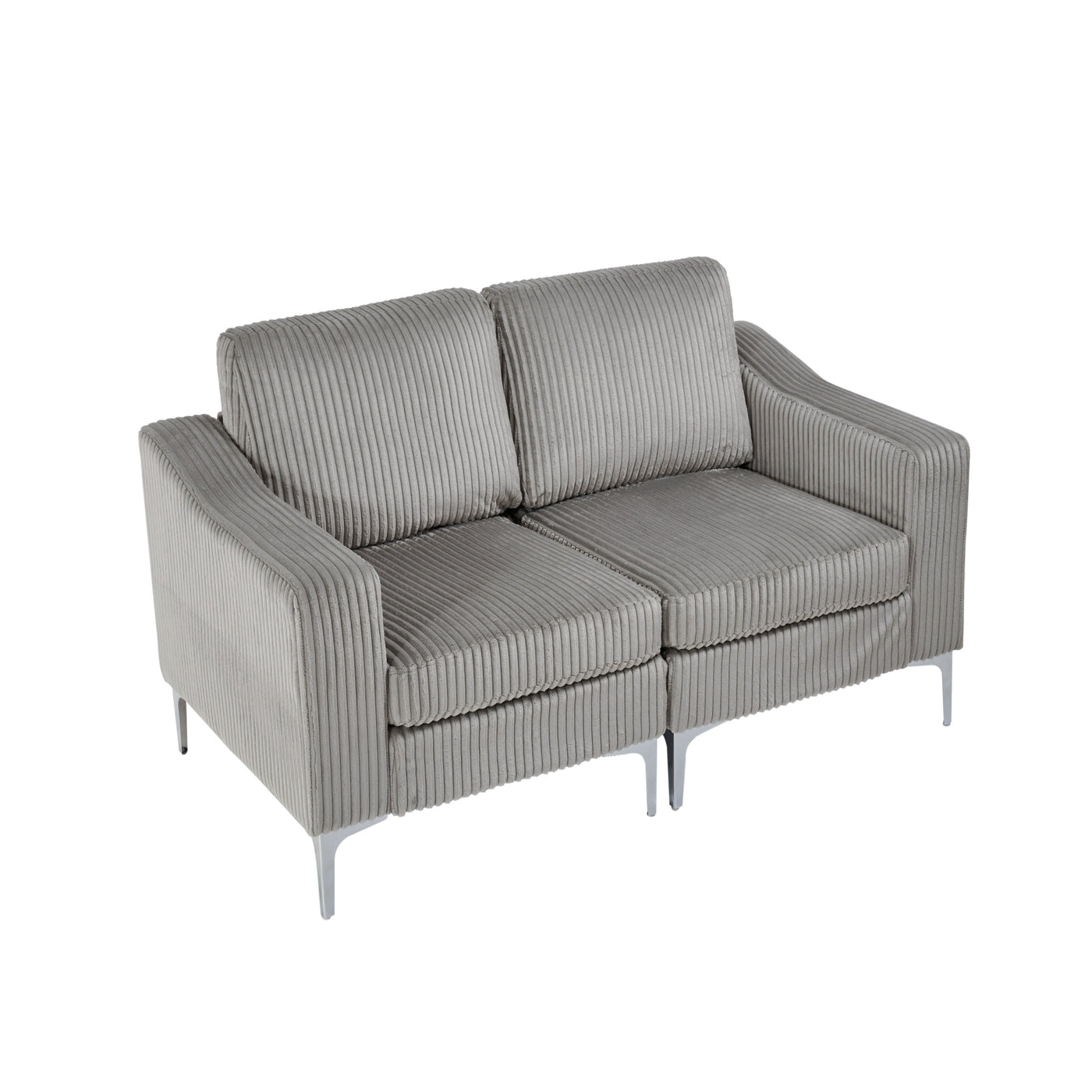 Modular Sectional Two-Seater Sofa , Corduroy Sectional Couch,Gray