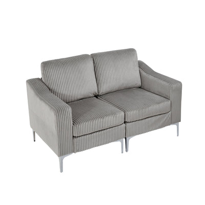 Modular Sectional Two-Seater Sofa , Corduroy Sectional Couch,Gray