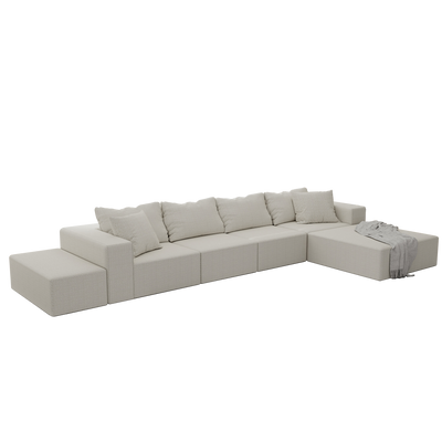 Modern Upholstered Sectional Sofa Couch Set,Modular 132' L Shaped Sectional Living Room Sofa Set With 6 Pillows,Free Combination Sofa Couch for Living Room,Bedroom