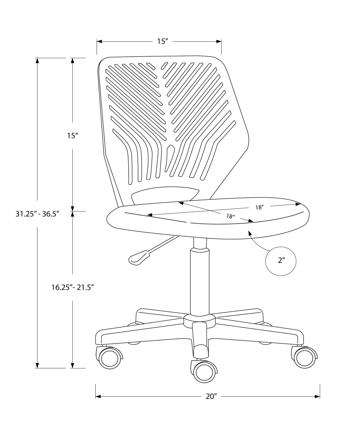 Office Chair, Adjustable Height, Swivel, Ergonomic, Computer Desk, Work, Juvenile, Black Mesh, Black Metal, Contemporary, Modern
