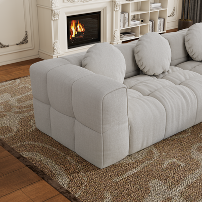 Modern upholstered combination sofa set, fully compressed modular 103' L-shaped combination living room sofa set with 3 pillows, free combination sofa for living room and bedroom (Right side recliner)