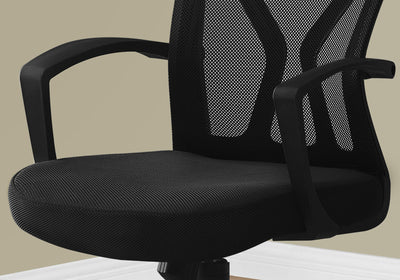 Office Chair, Adjustable Height, Swivel, Ergonomic, Armrests, Computer Desk, Work, Black Mesh, Black Metal, Contemporary, Modern