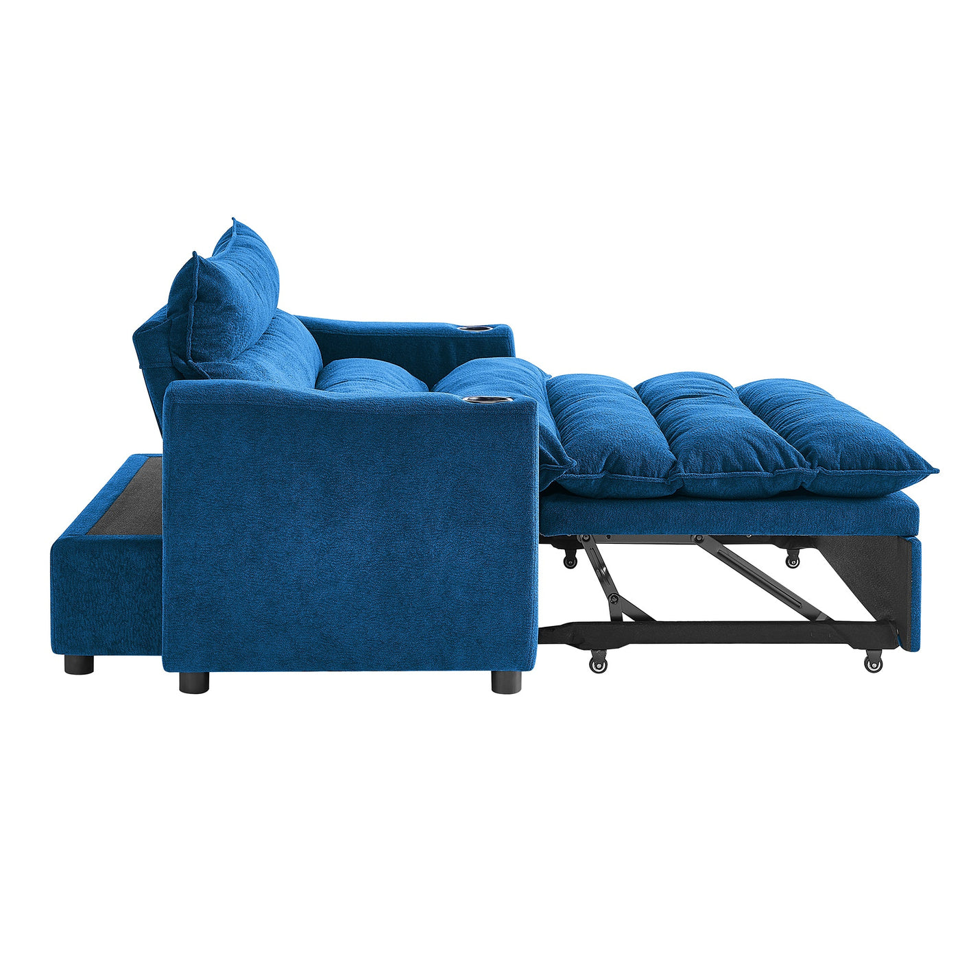Convertible Sofa Bed, 3-in-1 Multi-Functional Velvet Sleeper Couch Pull-Out Bed, 47'' Loveseat Chaise Lounge with Adjustable Backrest , Living Room, Small Space