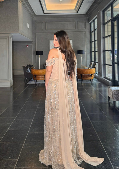 Mayssa Corset Off Shoulder Versitle Sequin Embellished Modest Evening Dress