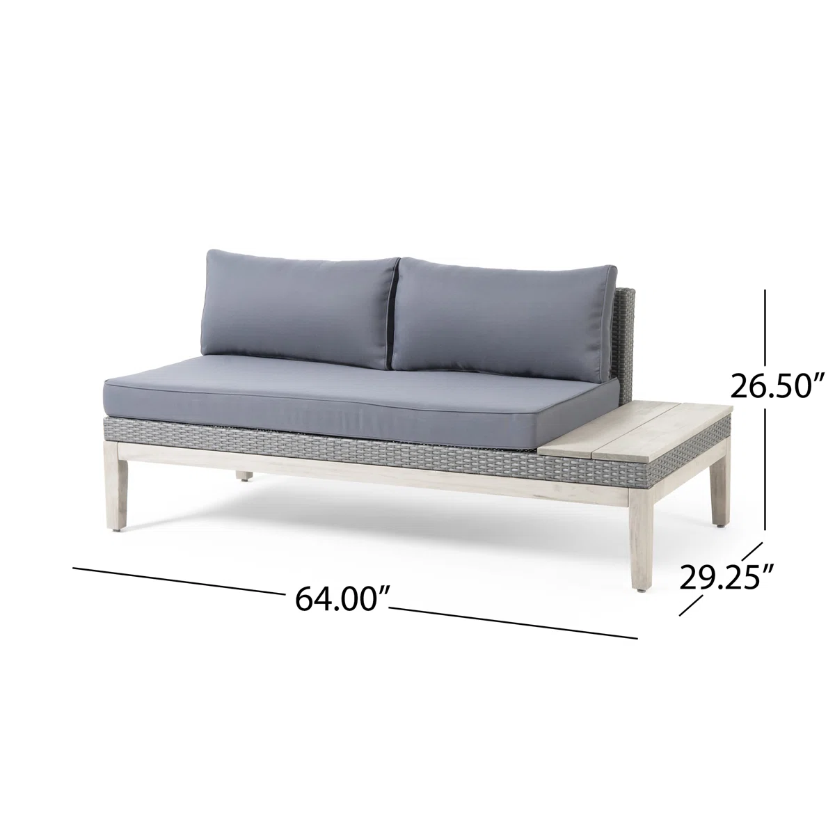 Outdoor Acacia Wood and Wicker 3 Piece Sectional Sofa Set
