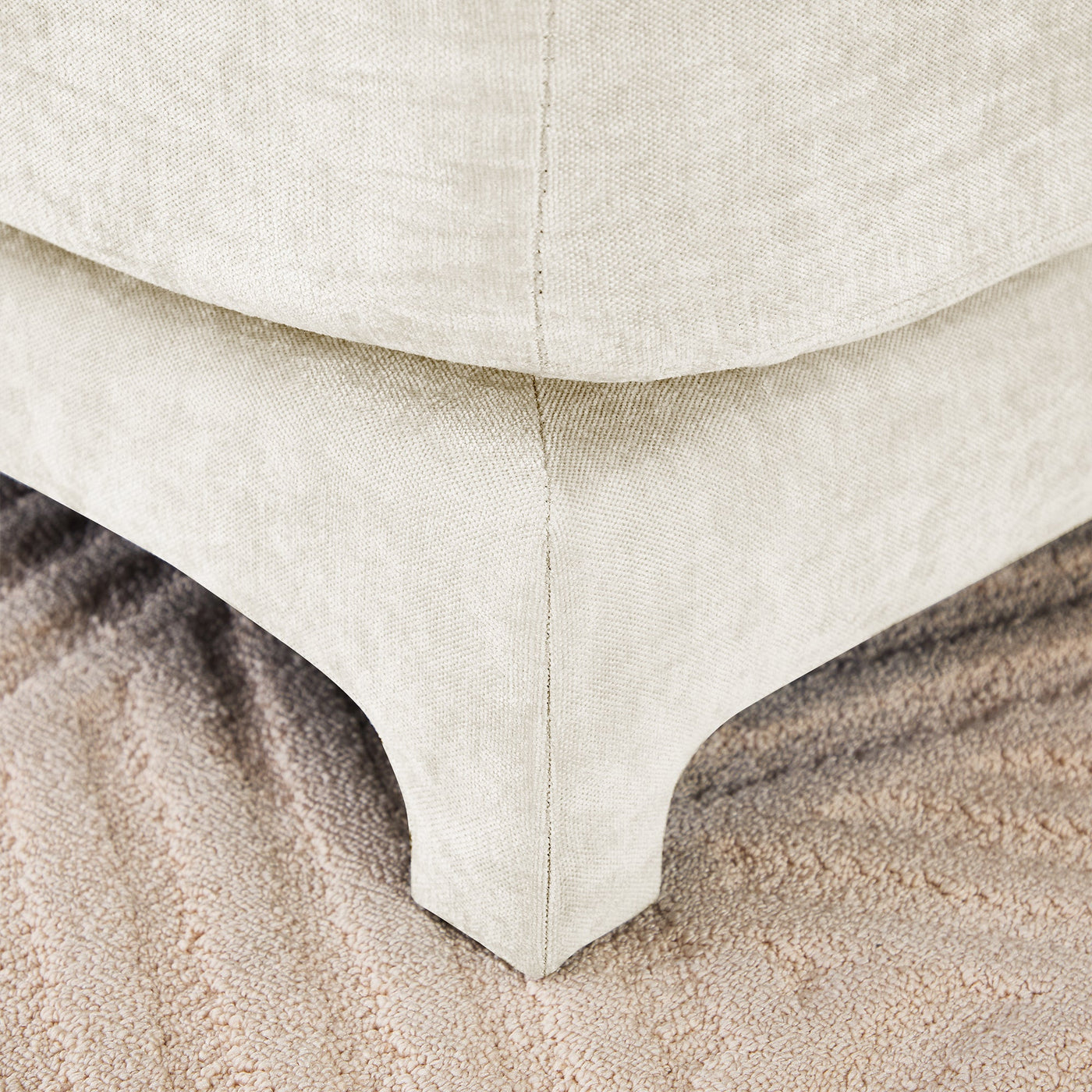 Elegant Chenille Three-Seater Sofa with Movable Ottomans, High-Resilience Sponge, Beige
