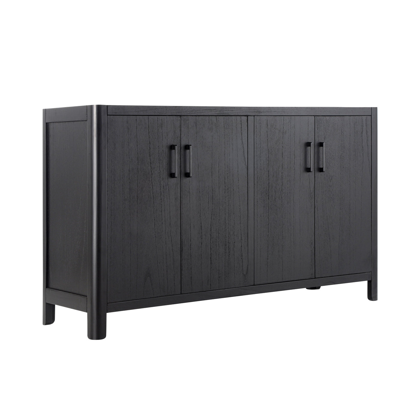 Mirod Farmhouse Style 4-Door Cabinet with Natural Finish, A Rustic Accent for Entryways or Small Spaces