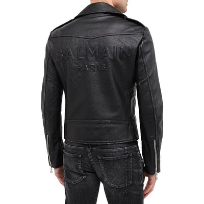 Balmain Black Leather Biker Jacket