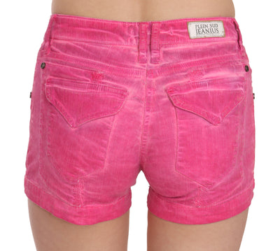 PLEIN SUD Pink Mid Waist Cotton Denim Mini Shorts