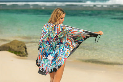 Animal Print Shawl Skirt Anti DDoS Skirt Swimsuit Outer Lining Cross Wear Irregular Asymmetric Suspender Skirt