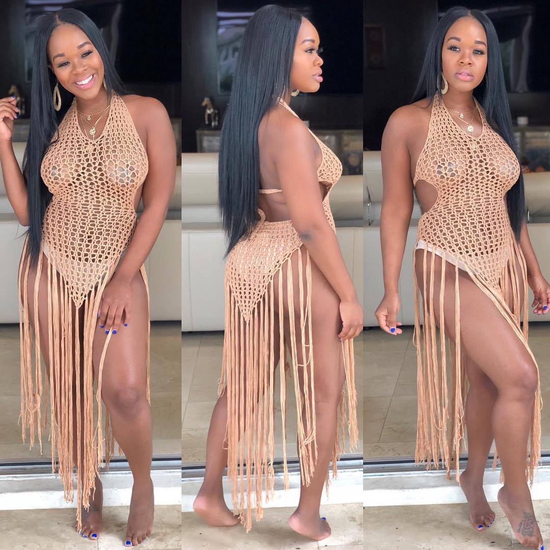 Women Clothing Long Tassel Woven Two Way Tassel Beach Dress