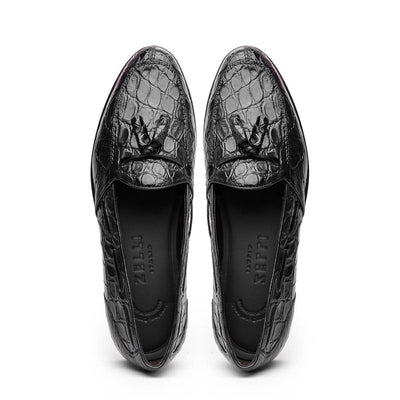 11-582-BLK FRANCO Crocodile Tassel Loafer, Black