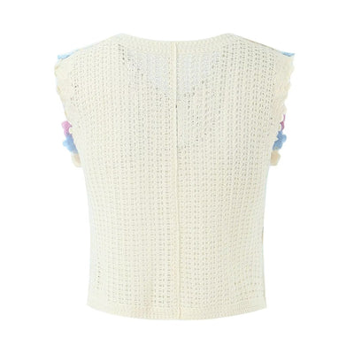 Women Retro Thailand Holiday Floral Vest Cardigan Top Casual All Matching Graceful