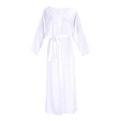 Crepe Cloth Belt Beach Jacket Sun Protection Clothing Cardigan Vacation Beach Cover Up Swimsuit Outwear