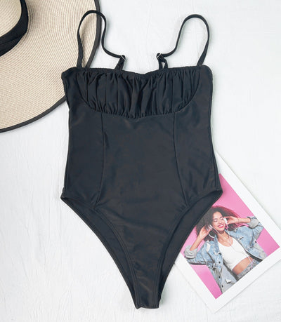 Women Summer Solid Color One Piece Swimsuit Sexy Bikini