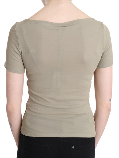 GF Ferre Gray 100% Nylon Short Sleeve Casual Tank Top Blouse