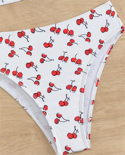Bikini Sexy Fruit High Waist Bikini Bow Lace Up Swimsuit