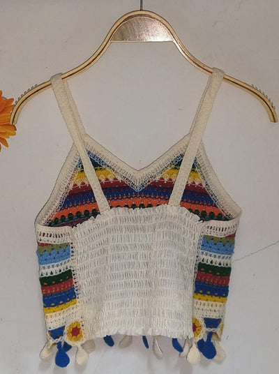 Women Summer Colored Crocheted Hollow Short Top Crochet hook