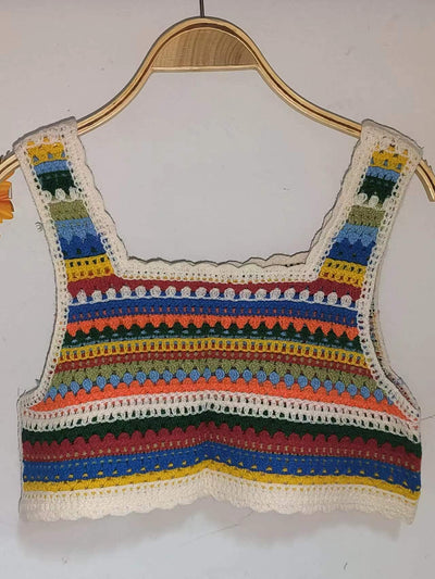 Women Summer Crocheted Halter Crop Top Crochet hook