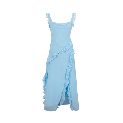 Women Clothing Summer Autumn Sexy Wooden Ear Stitching Split Dress