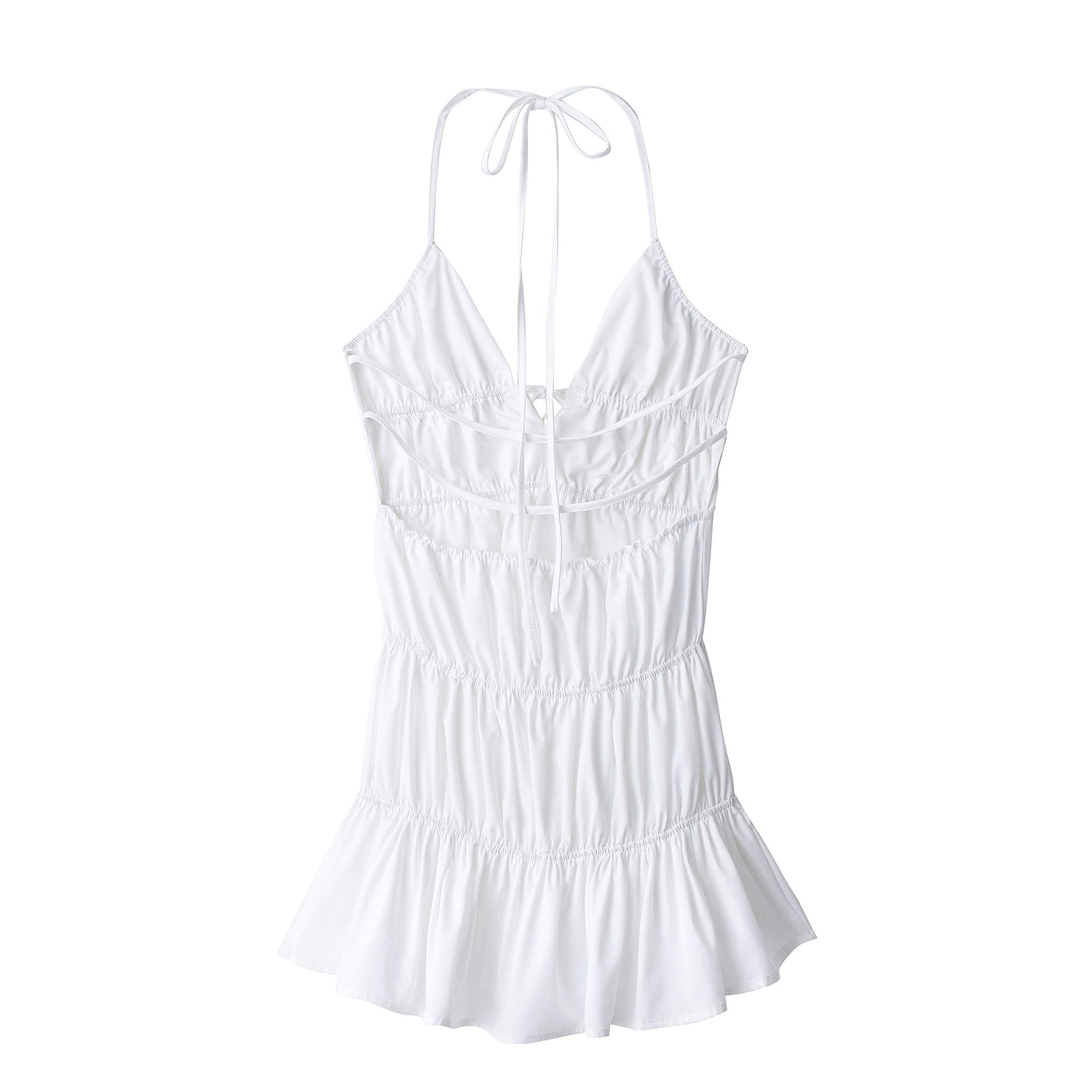 Women Clothing Summer Sexy Deep V Plunge Neck Backless Hanging Collar Dress