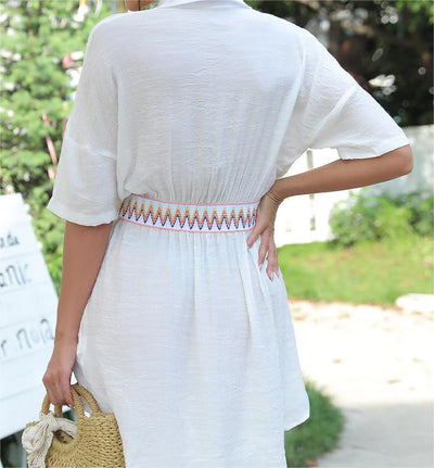 Beach Cover Up Thin Outer Match V Neck Beach Cover Up Beach Vacation Sun Protection Blouse