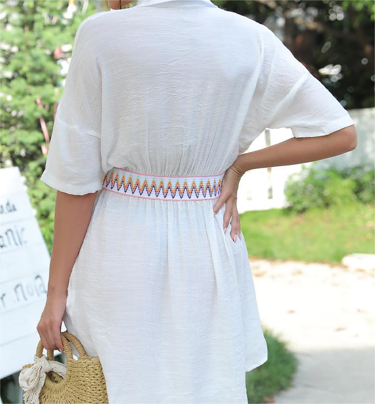 Beach Cover Up Thin Outer Match V Neck Beach Cover Up Beach Vacation Sun Protection Blouse