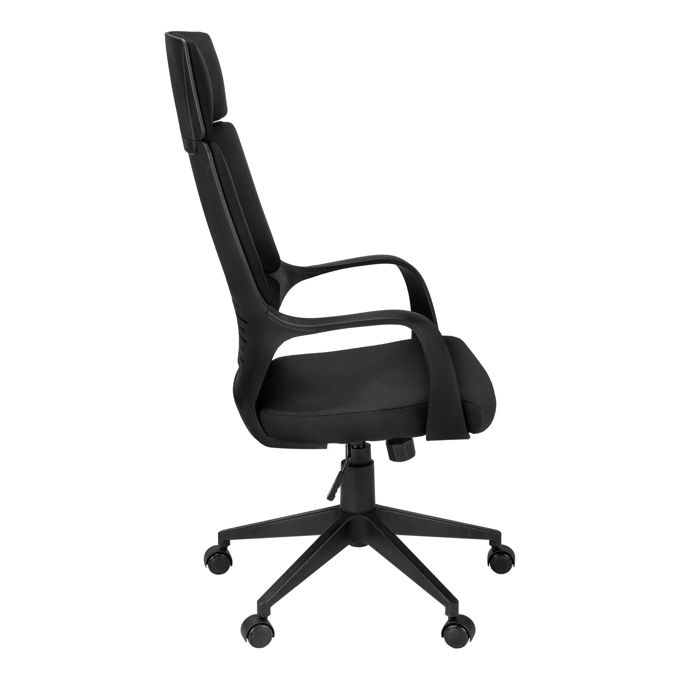 Office Chair, Adjustable Height, Swivel, Ergonomic, Armrests, Computer Desk, Work, Black Fabric, Black Metal, Contemporary, Modern