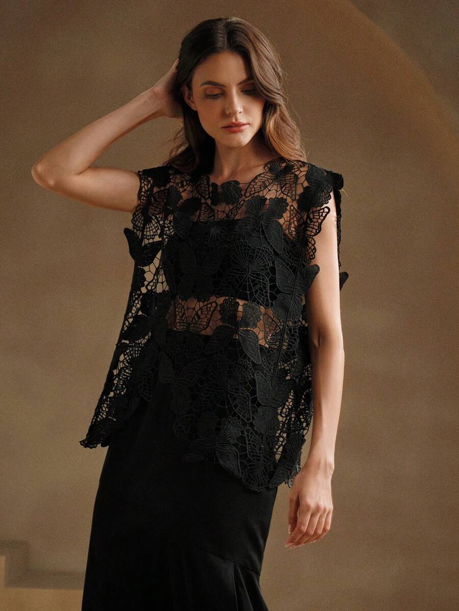 Women Summer Solid Summer Sleeveless Top Crochet hook