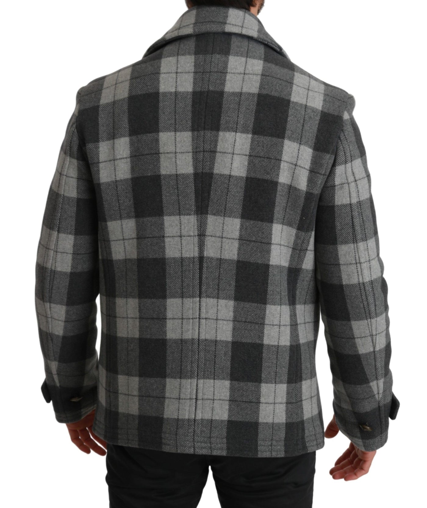 Dolce & Gabbana Gray Check Wool Cashmere Coat Jacket