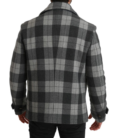 Dolce & Gabbana Gray Check Wool Cashmere Coat Jacket