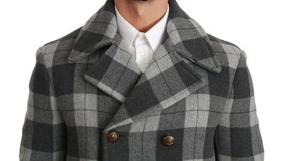 Dolce & Gabbana Gray Check Wool Cashmere Coat Jacket