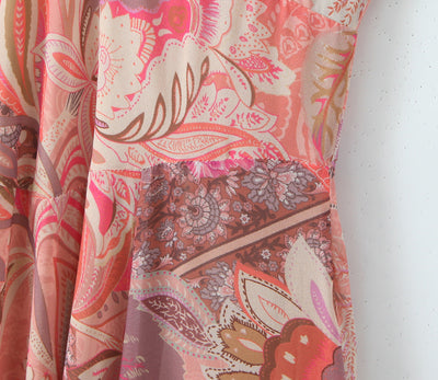 Autumn Casual Waist Controlled Slim Fit Slimming Paisley Halter Backless Dress