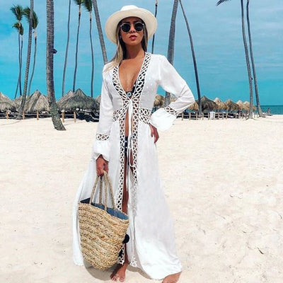 Lace Cardigan Sun Protection Clothing Beach Jacket Swimsuit Bikini Cover-up Blouse