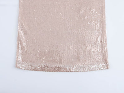 Women French Sequin Pleated Halter Dress