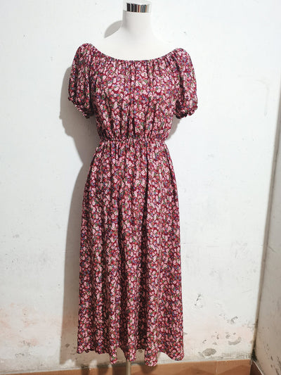 Women Summer Vacation Off Shoulder Print Short Sleeved Dress