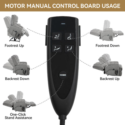 Dual Motor Heat Massage Infinite Position Up to 350 LBS Electric Power Lift Recliners with Power-Remote, Medium-firm and Heavy Duty, Light Grey