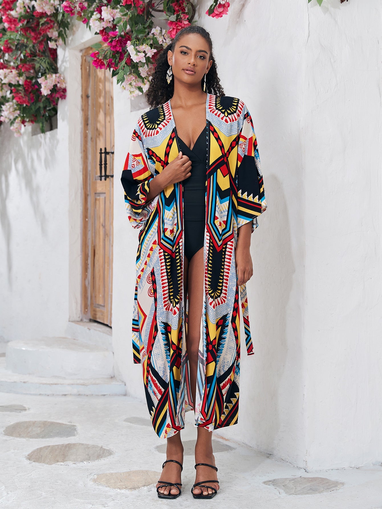 Cotton Holiday Loose Sun Protection Cardigan Long Beach Jacket Bikini Cover up Swimsuit Blouse