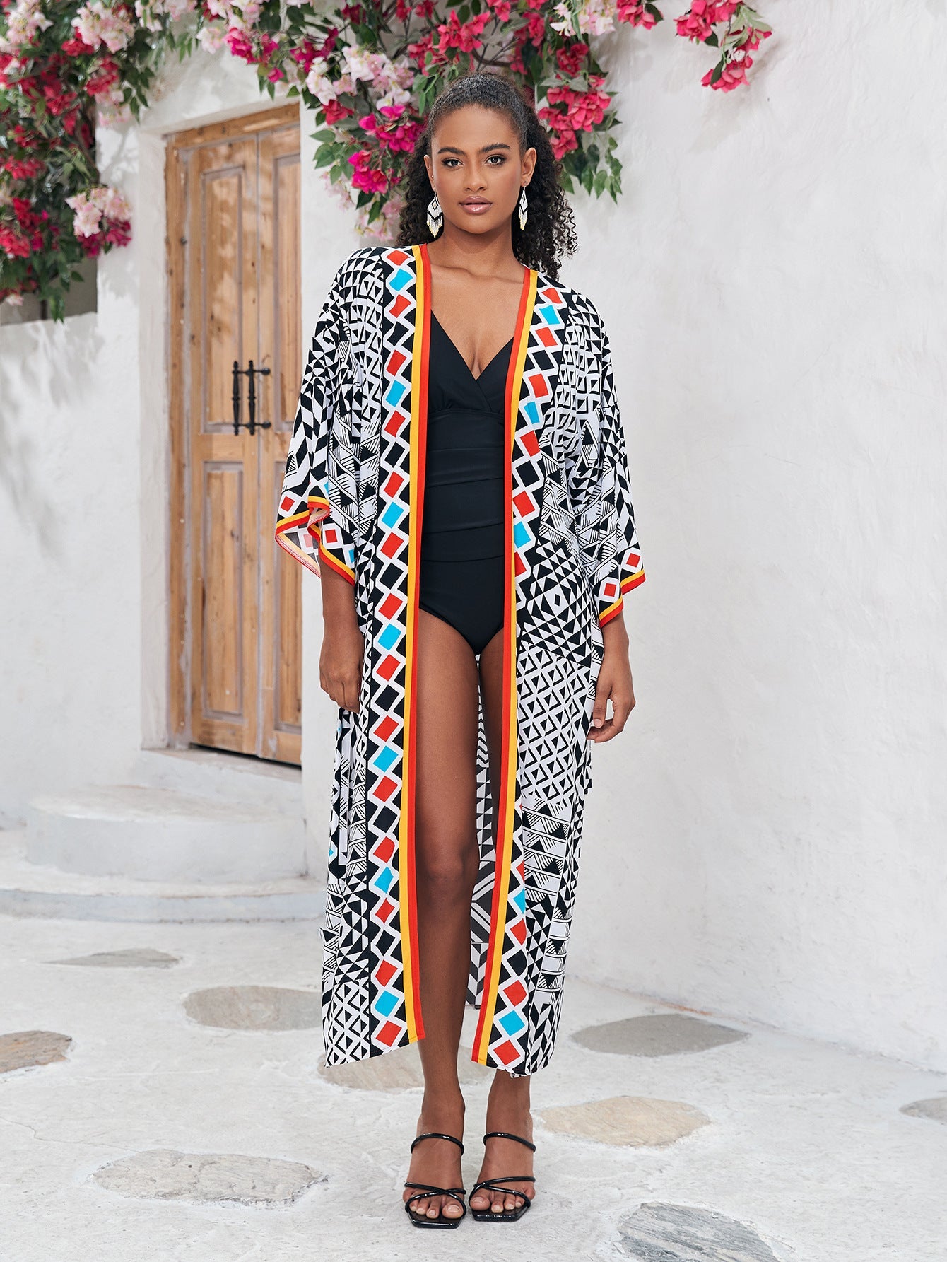 Cotton Holiday Loose Sun Protection Cardigan Long Beach Jacket Bikini Cover up Swimsuit Blouse