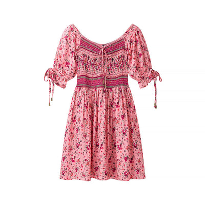 Women Clothing Autumn Green Positioning Rayon Printed Elastic Dress Women
