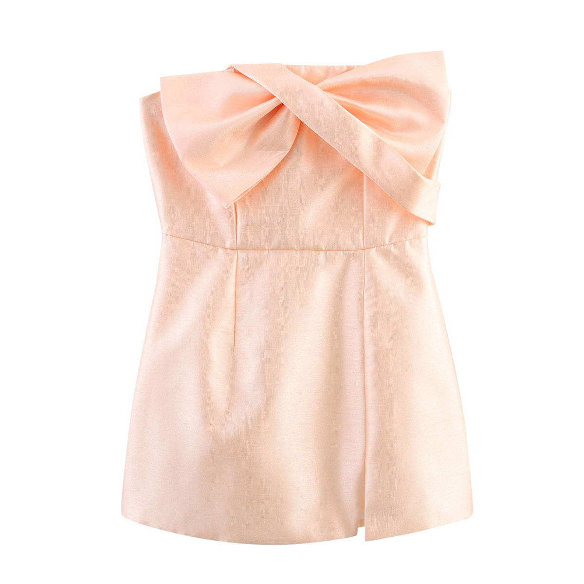 Women Clothing Summer Bowknot Decoration Cute Sexy Champagne Tube Top Cinched Waist Sheath
