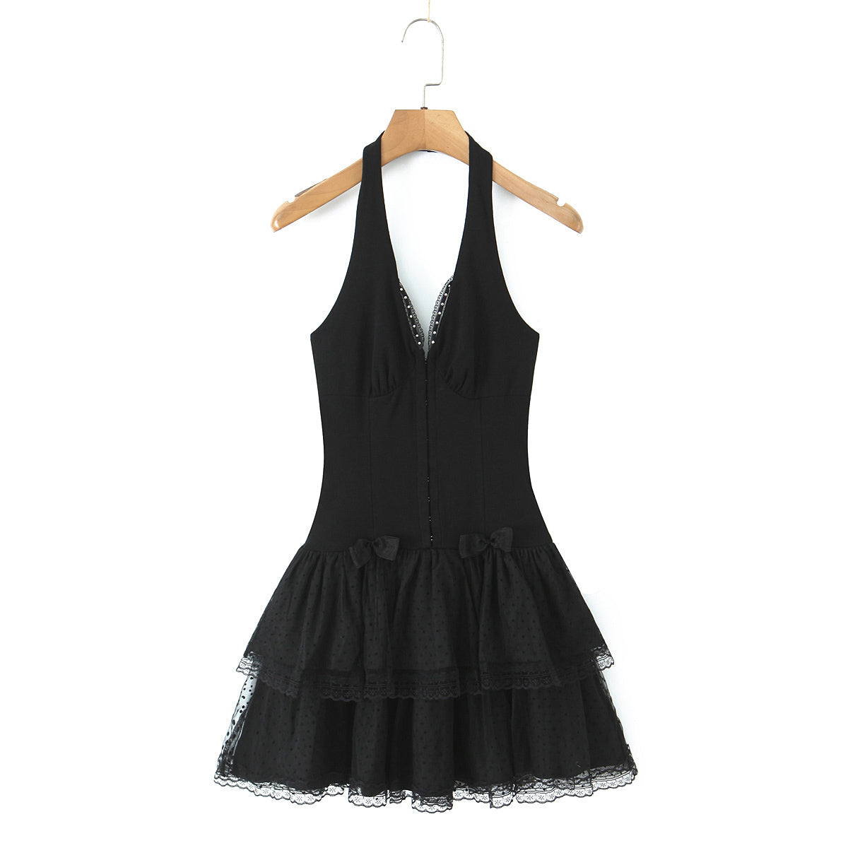 Women Clothing Summer Pure Sweet Spicy Bow Bandage Fairy Spaghetti Strap Dress
