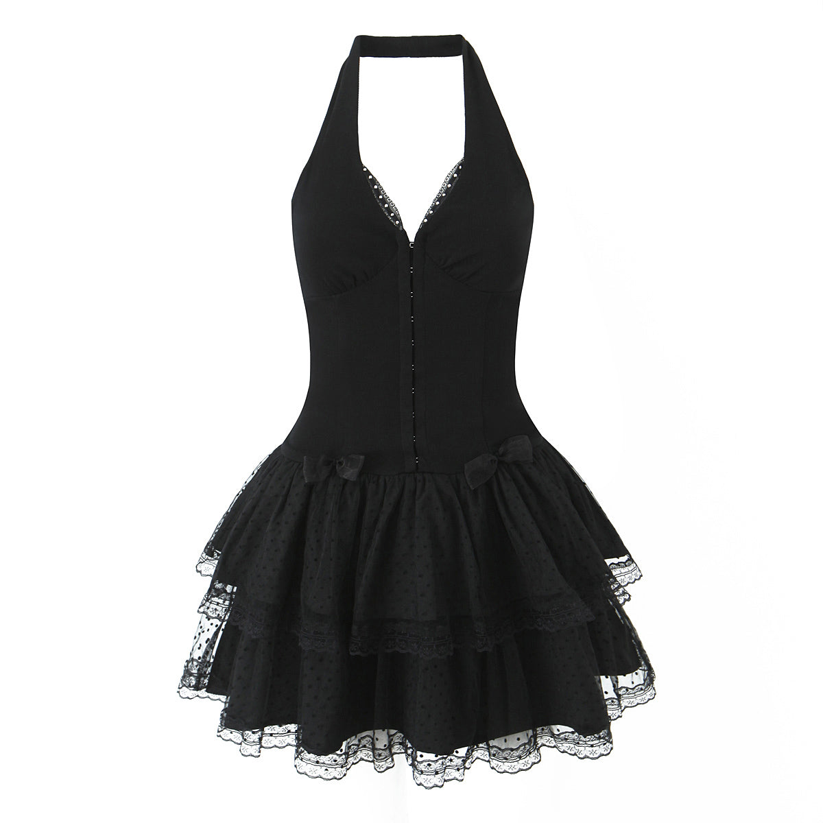 Women Clothing Summer Pure Sweet Spicy Bow Bandage Fairy Spaghetti Strap Dress