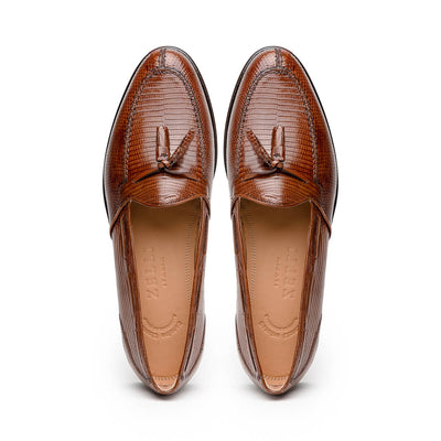 14-580-CGN FRANCO Teju Lizard Tassel Loafer, Cognac