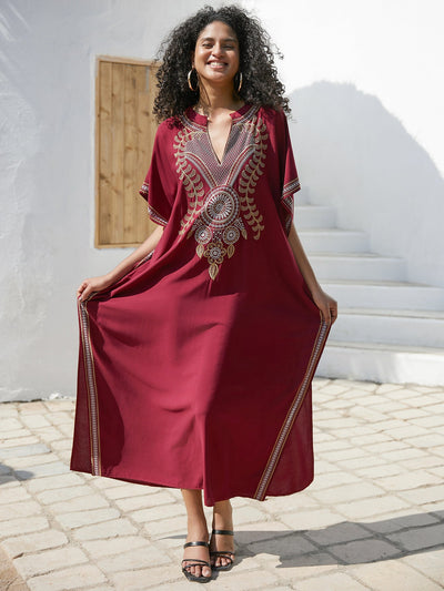 Rayon Embroidered Robe Women Embroidered Vacation Loose Beach Jacket Maxi Dress Beach Cover Up