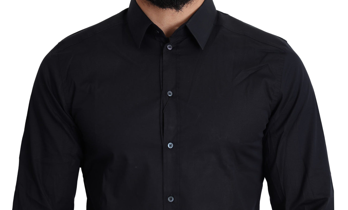 Dolce & Gabbana Blue Cotton Formal GOLD Dress Shirt