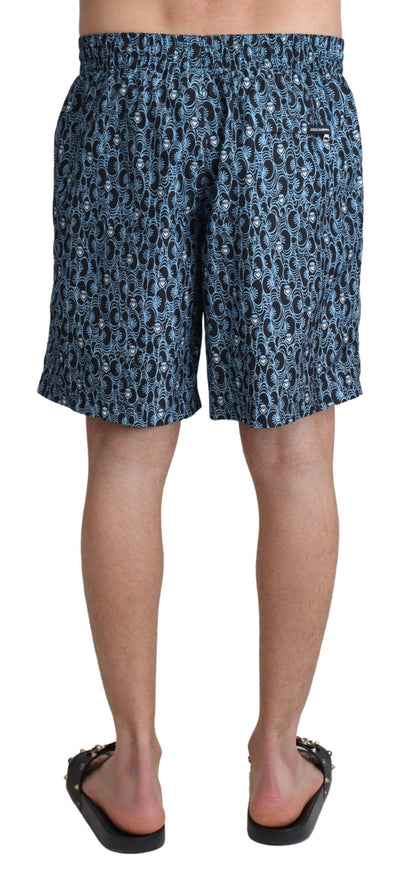 Dolce & Gabbana Blue Patterned Print Beachwear Shorts Swimwear