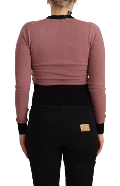 Dolce & Gabbana Pink Cashmere Crewneck Sartoria Pullover Sweater