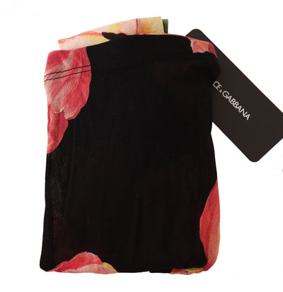 Dolce & Gabbana Black Floral Print Nylon Tights Stockings